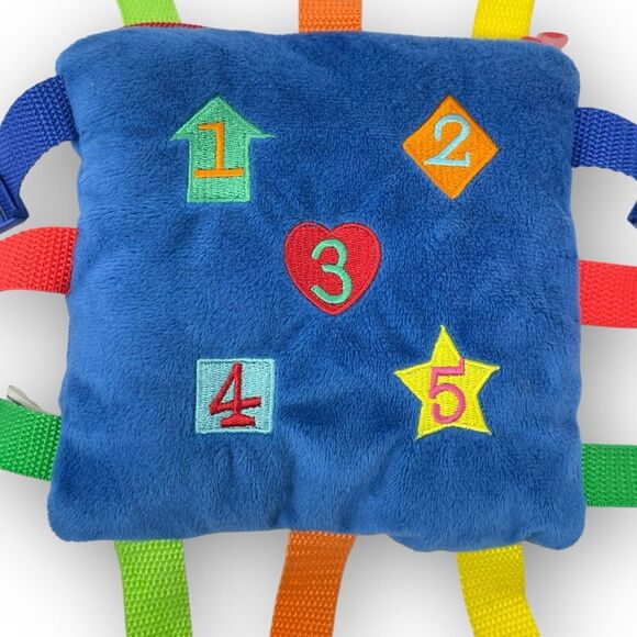 Buckle Toys Boomer Square Plush Blue Smile Embroidered Toddler Baby Learning - Picture 4 of 7